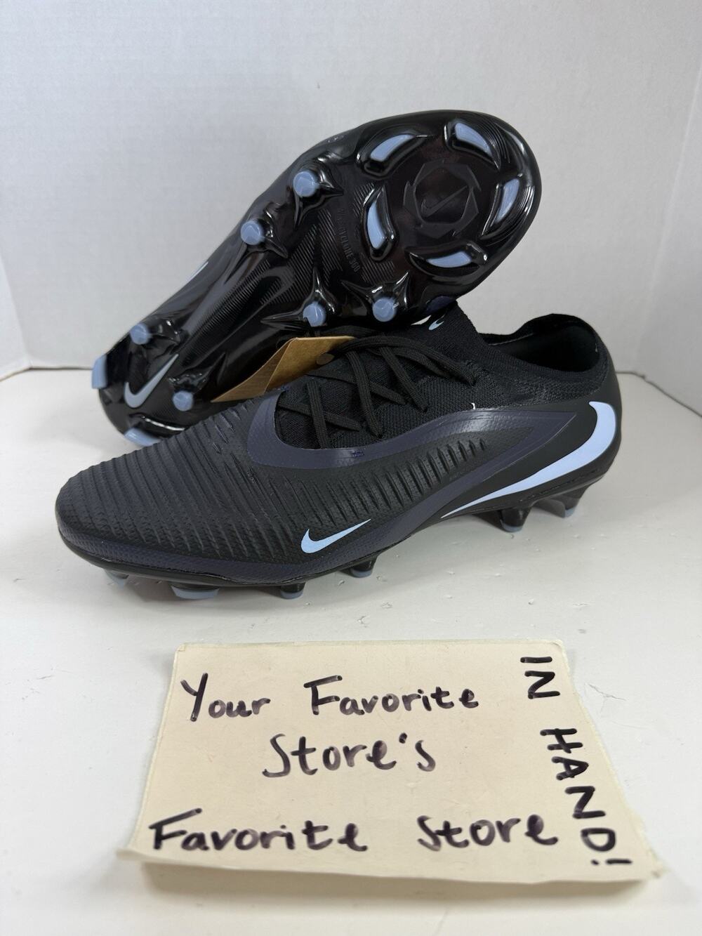 Nike Phantom 6 Low Pro FG Soccer Cleats Black Blue HJ4122-003 Men's Size 11.5